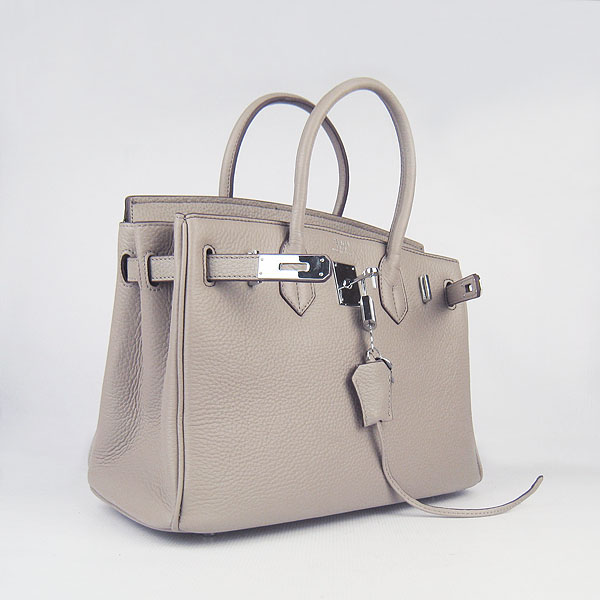 Replica Hermes Birkin 30CM Togo Leather Bag Grey 6088 On Sale - Click Image to Close